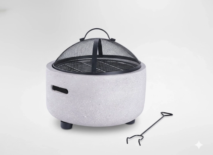 Ogrodowe palenisko z pokrywą i pogrzebaczem 43 × 43 × 38,5 cm