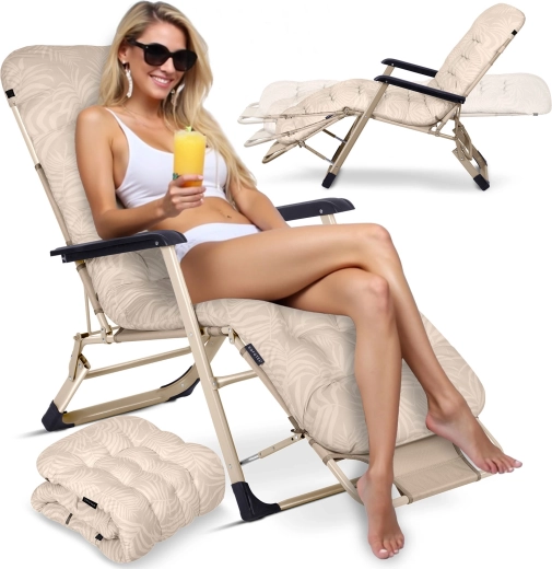 Składane ogrodowe leżak z poduszką Sofotel ChillWell, beżowe