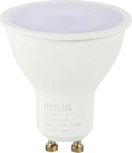 Żarówka LED RETLUX GU10 9 W, ciepłe białe światło