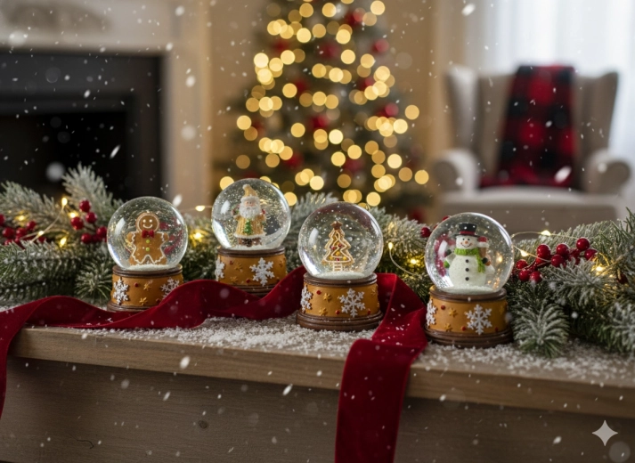 Świąteczna kula śnieżna – piernikowa dekoracja, mix motywów 4,5 × 4,5 × 6,5 cm