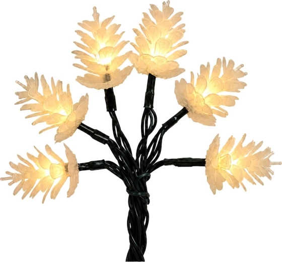 Świąteczny łańcuch LED Retlux w kształcie szyszek, 40 LED, ciepła biel, 15 m