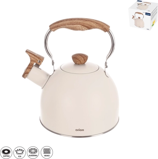Nierdzewny czajnik z gwizdkiem beige 1,5 l