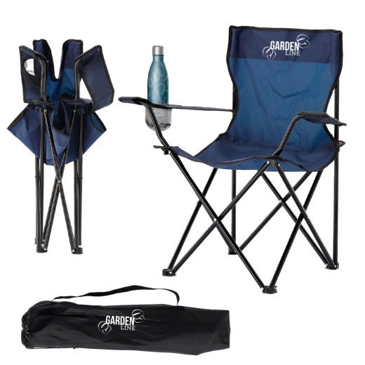Składane krzesło turystyczne i wędkarskie, niebieskie 50 × 50 × 80 cm