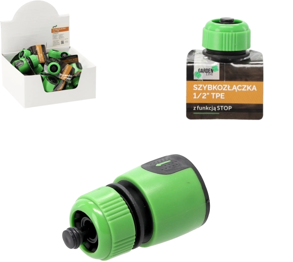 Szybkozłączka 1/2" z funkcją STOP z powierzchnią TPE