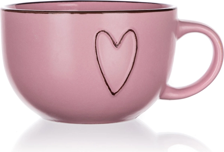 Kubek jumbo Heart różowy 730 ml ceramiczny