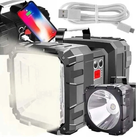 Dwustronna wydajna ładowalna latarka LED z powerbankiem