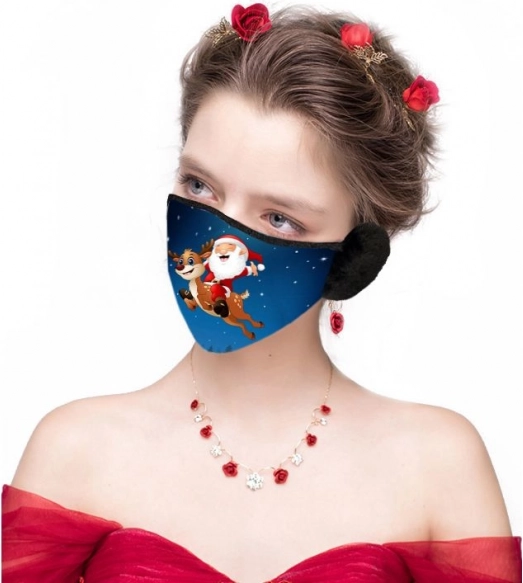 Świąteczna maseczka z uszami Mikołaja