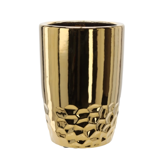 Ceramiczna osłona na donicę 30,5 × 30,5 × 42,5 cm złota
