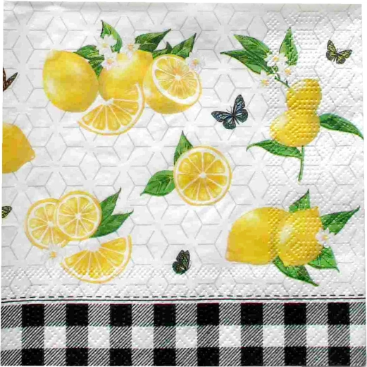 Serwetki papierowe z motywem cytryn 3-warstwowe 33 × 33 cm