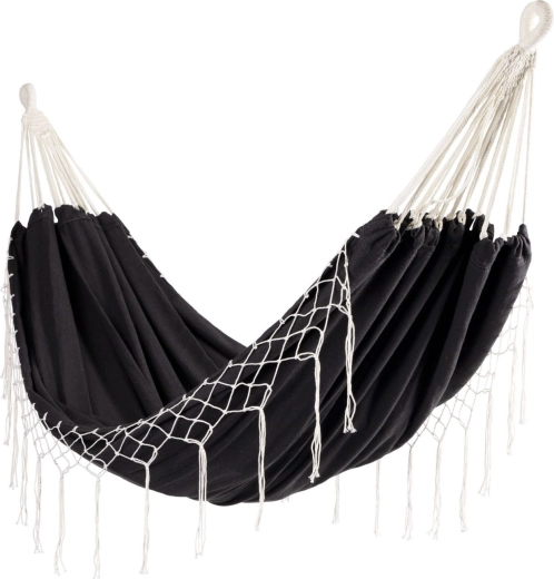 Dwuosobowy ogrodowy hamak w stylu boho, grafitowy 200 × 150 cm - 1 sztuka