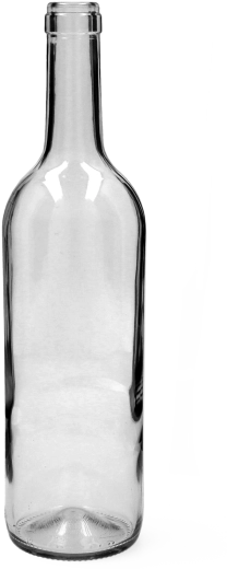 Szklana butelka na wino 0,75 l Bordeaux, przezroczysta