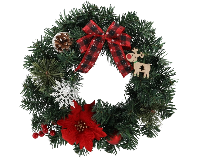 Świąteczny wieniec z czerwoną poinsecją 30 cm