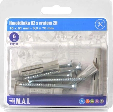 Kołek węzłowy z wkrętem, średnica 10 mm, zestaw 6 szt.