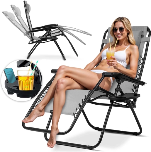 Składane ogrodowe leżak z poduszką Sofotel ChillWell szare