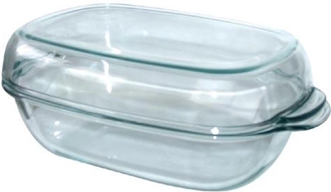 Owalne szklane naczynie żaroodporne z pokrywą 8 l, 40 × 12 cm