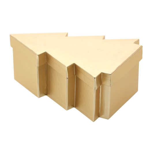 Złote świąteczne pudełko prezentowe w kształcie choinki 28 × 22 × 10,5 cm - 1 sztuka