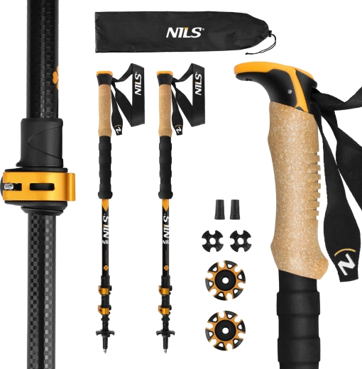 Kije trekkingowe NILS TK8605 z aluminium 7075 z korkową rękojeścią