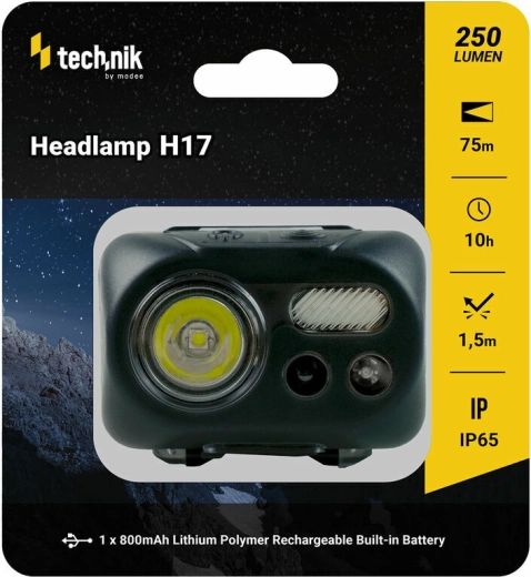 Technik MT-H17 czołówka z gumowaną obudową, LED CREE L2, Micro-USB, czerwone światło