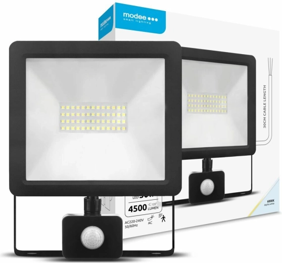 Reflektor LED z czujnikiem ruchu 50 W, 120°, 6000 K, 4500 lm – Modee Lighting A2 Series