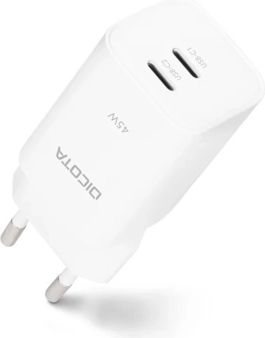 Ładowarka GaN 45 W 2× USB‑C biała (EU)