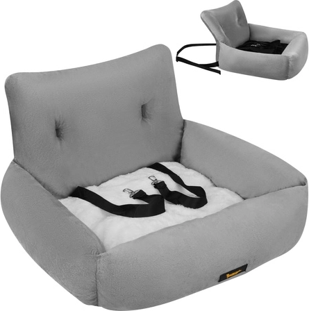 Fotelik samochodowy dla psa PURLOV L, szary, 53 × 42 × 30 cm