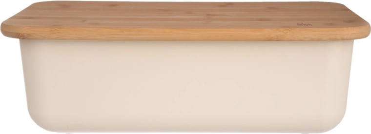Chlebak z plastiku i bambusa beżowy 40 × 23 × 13 cm