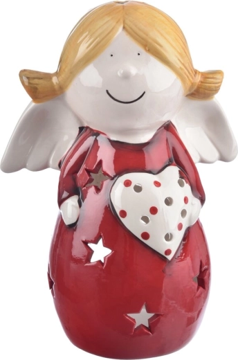 Ceramiczny świecznik Anioł czerwony