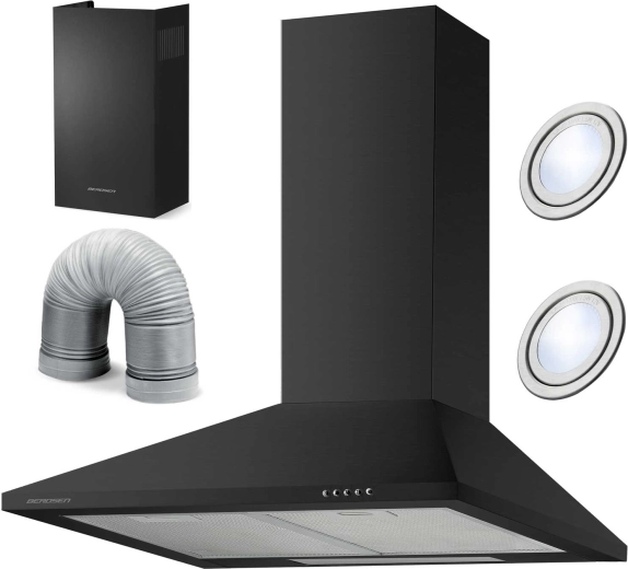 Kominkowy okap kuchenny 60 cm Berdsen BT-214 czarny