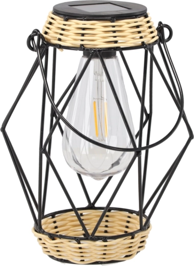 Solarny metalowy lampion/świecznik 22 cm, czarny, LED