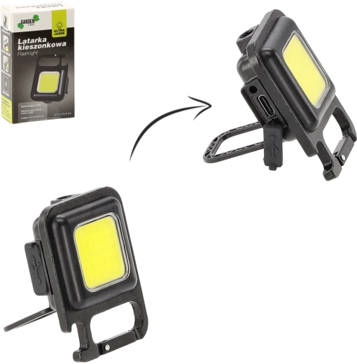 Mini kieszonkowa latarka LED z magnesem i stojakiem, ładowanie micro USB