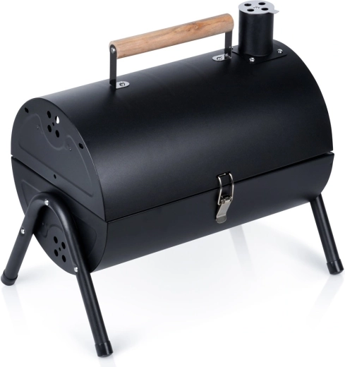 Vilde przenośny stalowy grill na węgiel drzewny z kominem i podwójnym rusztem 41 × 25 × 38 cm
