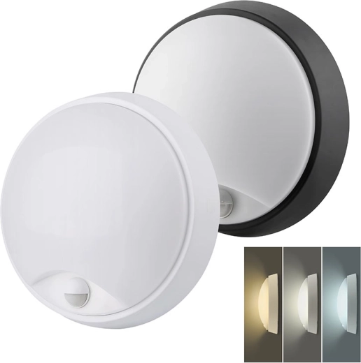 Solight zewnętrzna oprawa LED z czujnikiem ruchu i wyborem CCT, 15/18/20 W, 1800 lm, 22 cm, czarna/biała