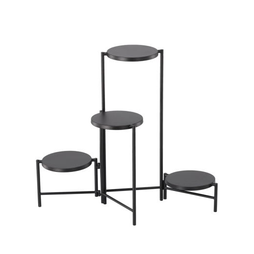 Czteropoziomowy metalowy stojak na kwiaty, czarny