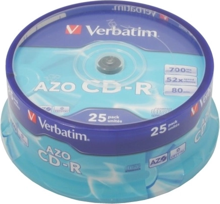 Verbatim CD-R AZO Crystal 700 MB, 52x, 25 szt.
