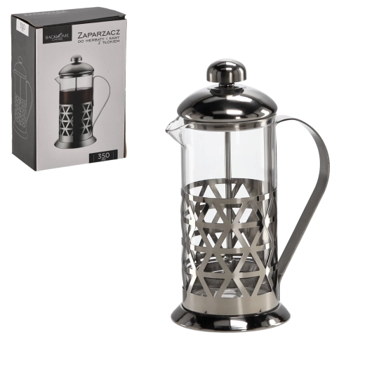 Przelewowy french press z tłokiem 350 ml z borokrzemowego szkła