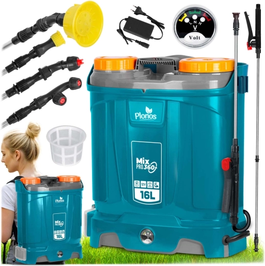 Akumulatorowy opryskiwacz plecakowy z mieszaniem 16 l Plonos
