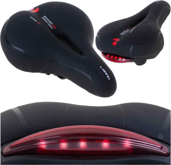 Pianowe sportowe siodło rowerowe z lampką LED