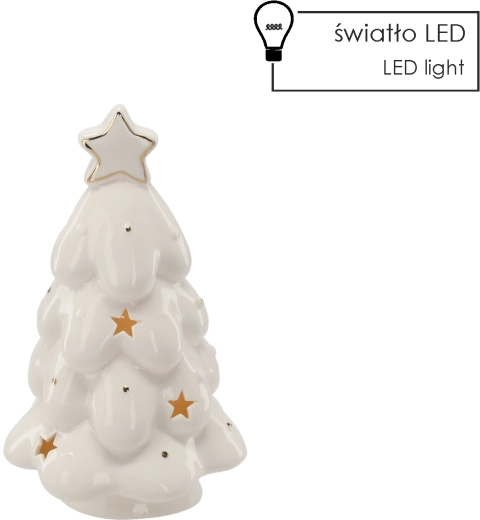Świąteczna ceramiczna choinka z oświetleniem LED, biała