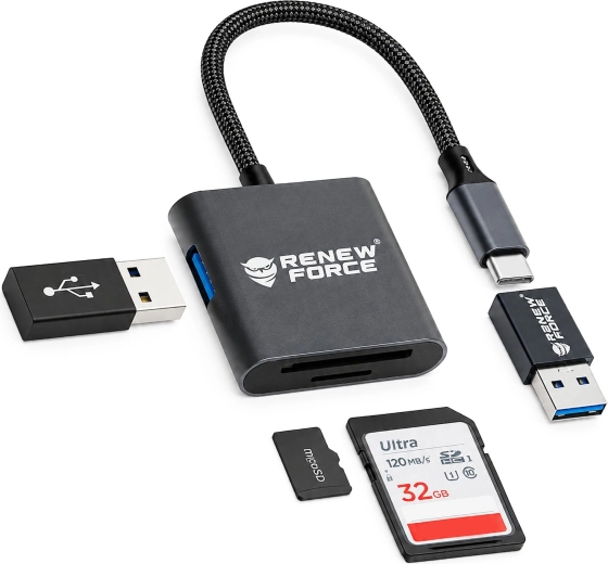 Czytnik kart pamięci USB‑C 3w1 Renew Force