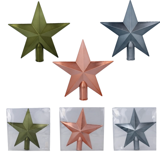 Gwiazda na choinkę 20 cm – oliwkowa, miedziana i grafitowa