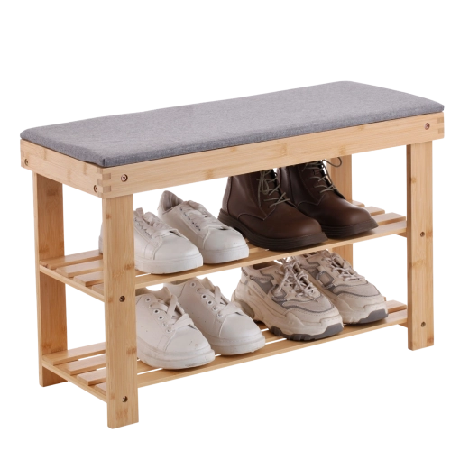 Bambusowa ławka z półką na buty 70 × 28 × 45 cm - 1 szt.