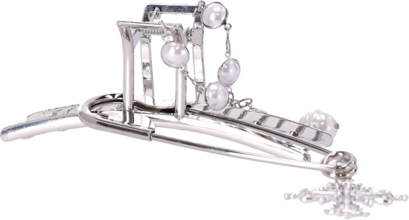 Dekoracyjna spinka do włosów z srebrnymi perełkami