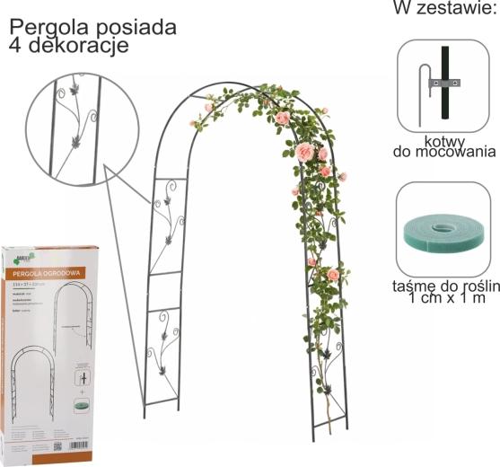 Pergola ogrodowa z kotwami 114 × 37 × 230 cm