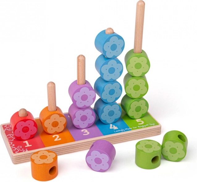 Drewniane nakładanie kolorowych kwiatuszków BIGJIGS