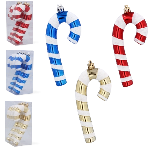 Zestaw 4 świątecznych ozdób w kształcie lasek cukrowych 13 cm