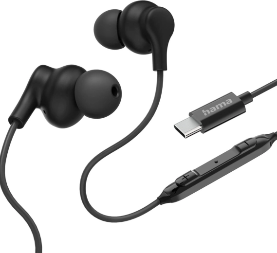 Hama Curly USB-C czarne słuchawki douszne