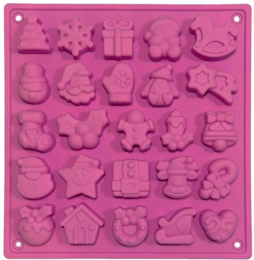 Silikonowa świąteczna foremka do ciastek, różowa, 25 szt.