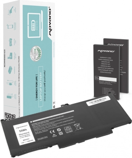Bateria Movano do Dell Latitude 5300/5310/7200/7300/7400 7200 mAh (55 Wh)
