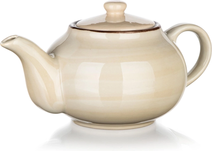 Ceramiczny czajnik do herbaty 0,9 l kremowy PALAS