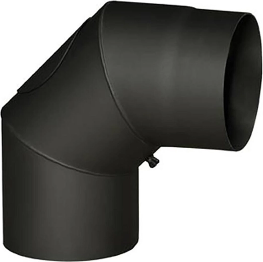 Kolano dymowe z otworem 160 mm, 90°, grubość 1,5 mm, czarne
